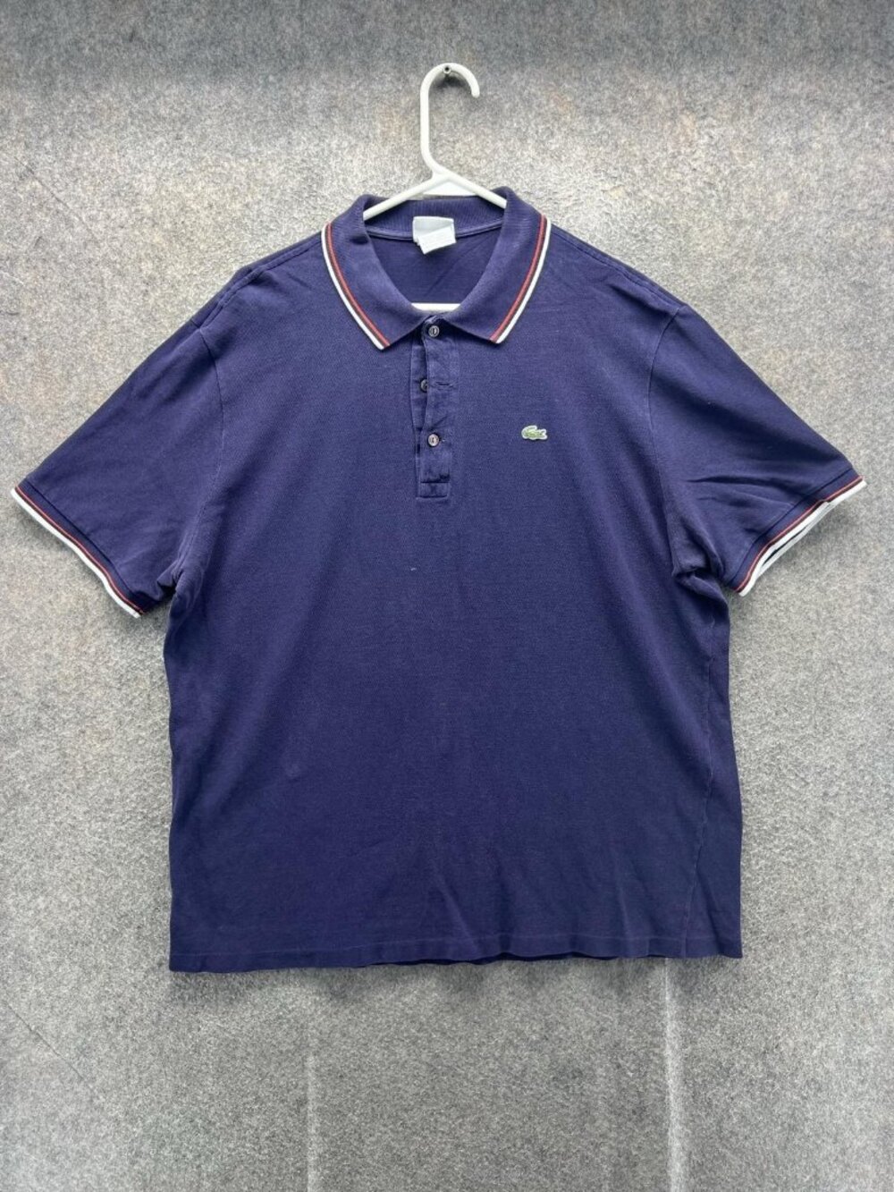 Lacoste Polo Shirt Men 7 Blue Contrast Collar Croc Logo Casual Knit Cotton